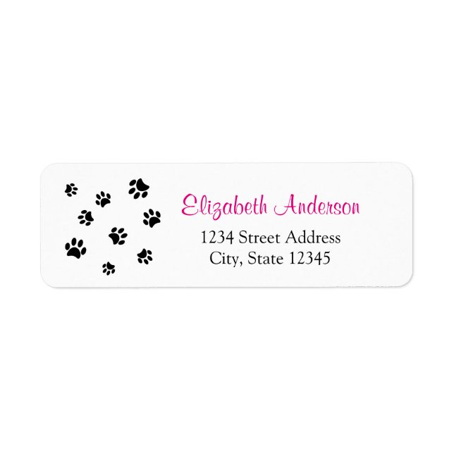 Black Paw Prints Return Address (Front)