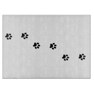 Black Paw Prints Tempered Glass Cutting Board