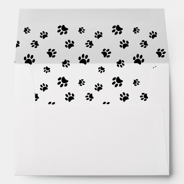 Black Paw Prints with Name and Address Envelope (Back (Bottom))