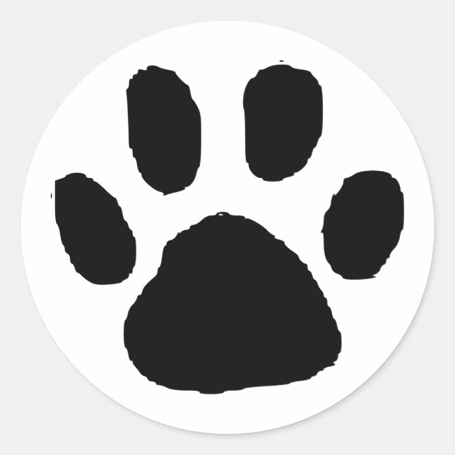 Black PawPrint Design Classic Round Sticker (Front)
