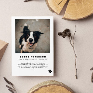 Black Pawprint Pet Loss Photo Announcement