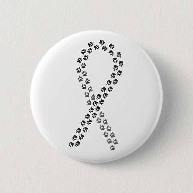 Black Pawprint Ribbon 6 Cm Round Badge (Front)