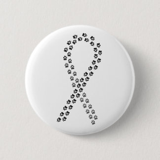 Black Pawprint Ribbon 6 Cm Round Badge