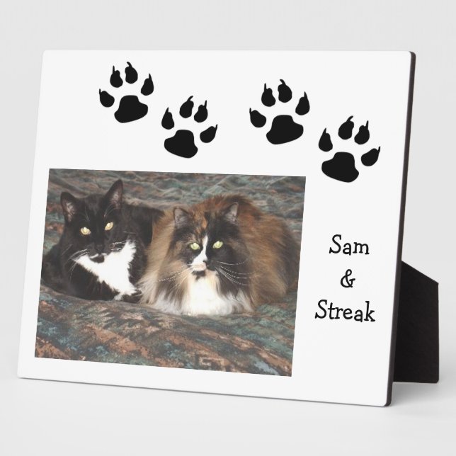 Black Pawprints Pet Photo Plaque (Side)