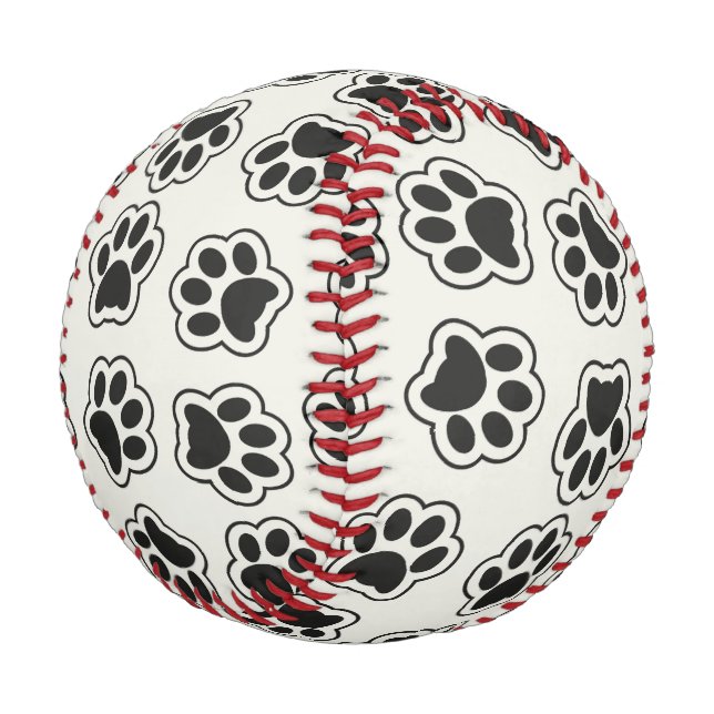 Black Paws, Dog Paws, Cat Paws, Outline Baseball (Angled)