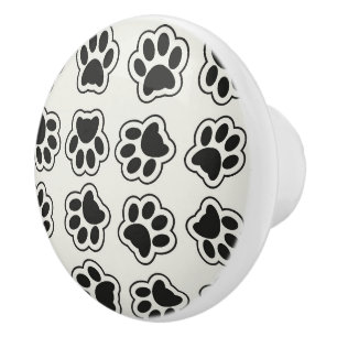 Black Paws, Dog Paws, Cat Paws, Outline Ceramic Knob