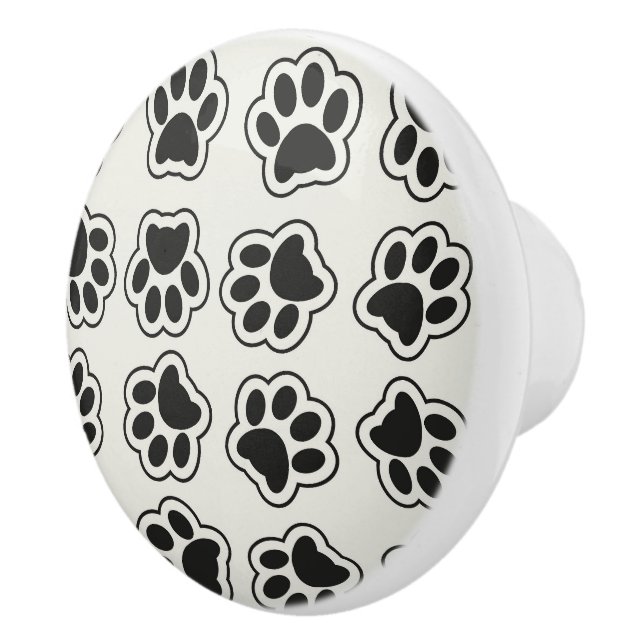 Black Paws, Dog Paws, Cat Paws, Outline Ceramic Knob (Right)