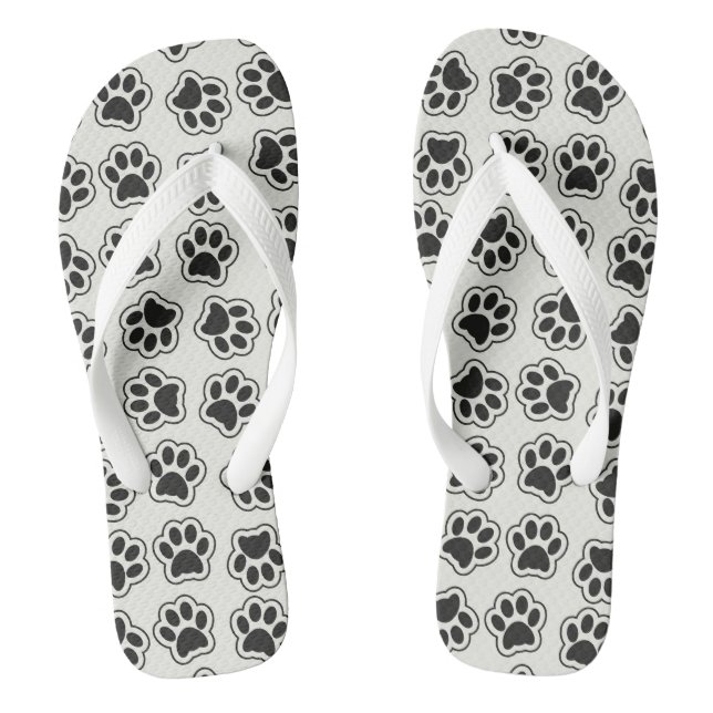 Black Paws, Dog Paws, Cat Paws, Outline Jandals (Footbed)