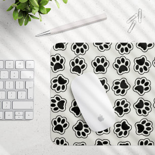 Black Paws, Dog Paws, Cat Paws, Outline Mouse Pad