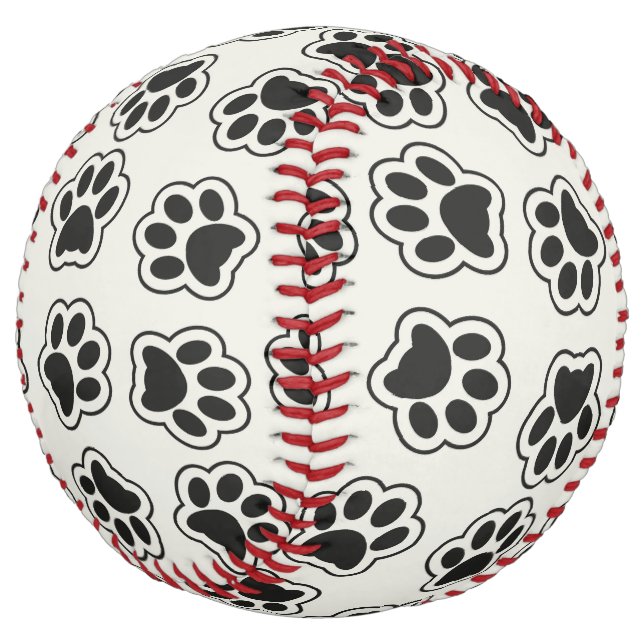 Black Paws, Dog Paws, Cat Paws, Outline Softball (Angled)