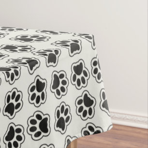 Black Paws, Dog Paws, Cat Paws, Outline Tablecloth
