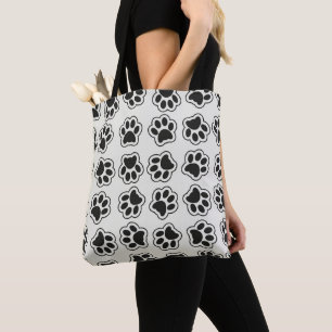 Black Paws, Dog Paws, Cat Paws, Outline Tote Bag