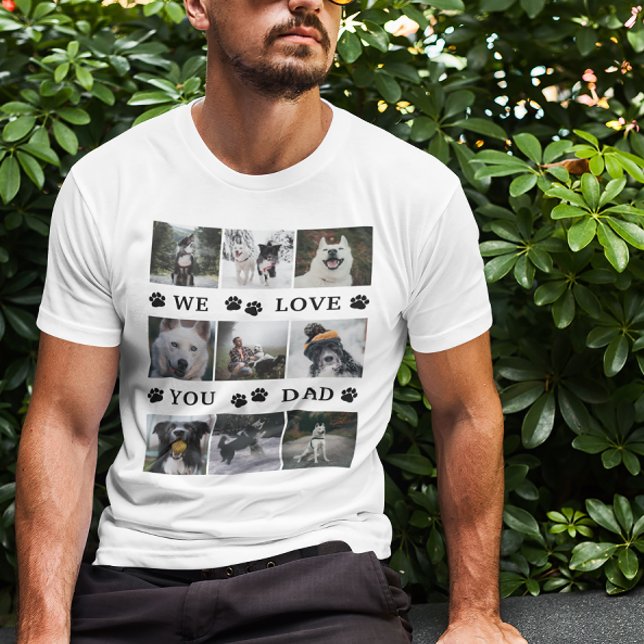 Black Paws We Love You Dad 9 Photo Collage T-Shirt (Creator Uploaded)