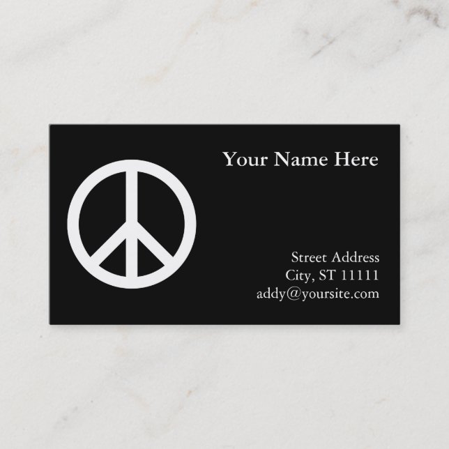 Black Peace Symbol Business Card (Front)