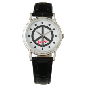 Black Peace Symbol Personalised Watch