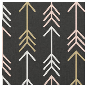 Black Peach and Gold Arrows Fabric