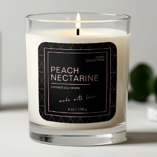 Black & Peach Elegant Boho Candle Label