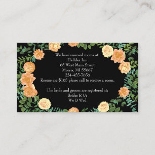 Black & Peach Wedding Modern Floral Enclosure Card