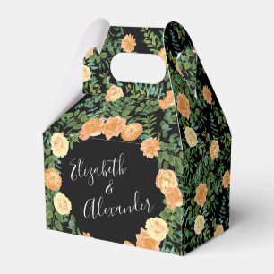Black & Peach Wedding Modern Floral Favour Box