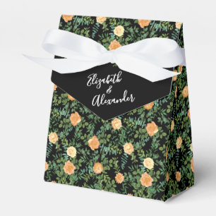 Black & Peach Wedding Modern Floral Favour Box