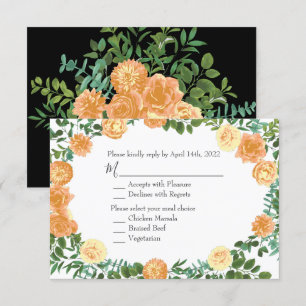 Black & Peach Wedding Modern Floral Invitation