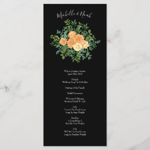 Black & Peach Wedding Modern Floral Menu