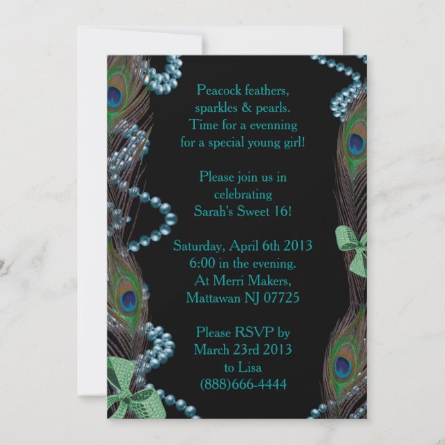 Black Peacock Invitation (Front)