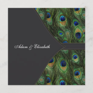 Black Peacock Wedding Invitations