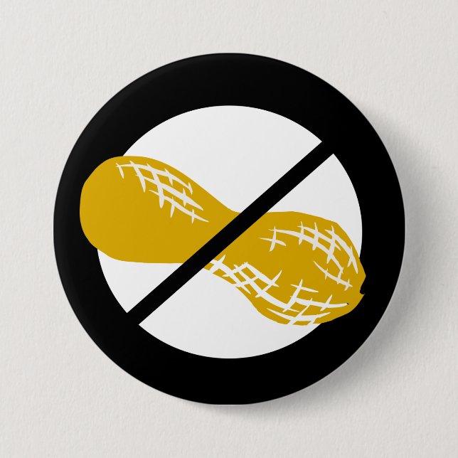 Black Peanut Free Nut Allergy Kids 7.5 Cm Round Badge (Front)