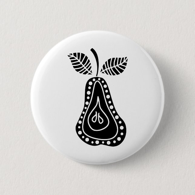 Black Pear 6 Cm Round Badge (Front)