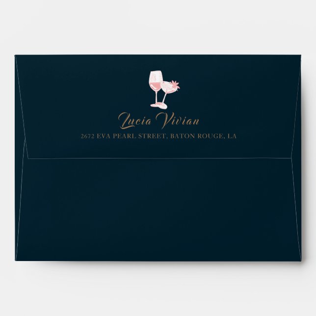 Black Pearl Colour Champagne Retro Bridal Shower  Envelope (Back (Top Flap))