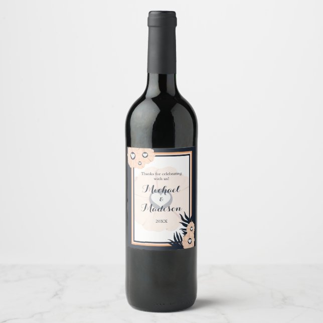 Black Pearl Watusi Tacao Wedding Wine Label Favour (Front)
