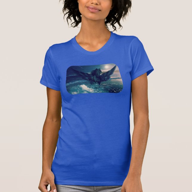 Black Pegasus Emerging From The Sea T-Shirt (Front)