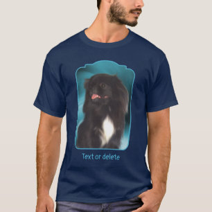 Black Pekingese Blue Swirls Dog Art T-Shirt