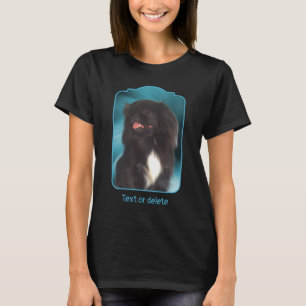 Black Pekingese Blue Swirls Dog Art T-Shirt