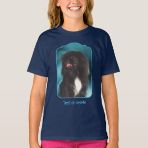 Black Pekingese Blue Swirls Dog Art  T-Shirt