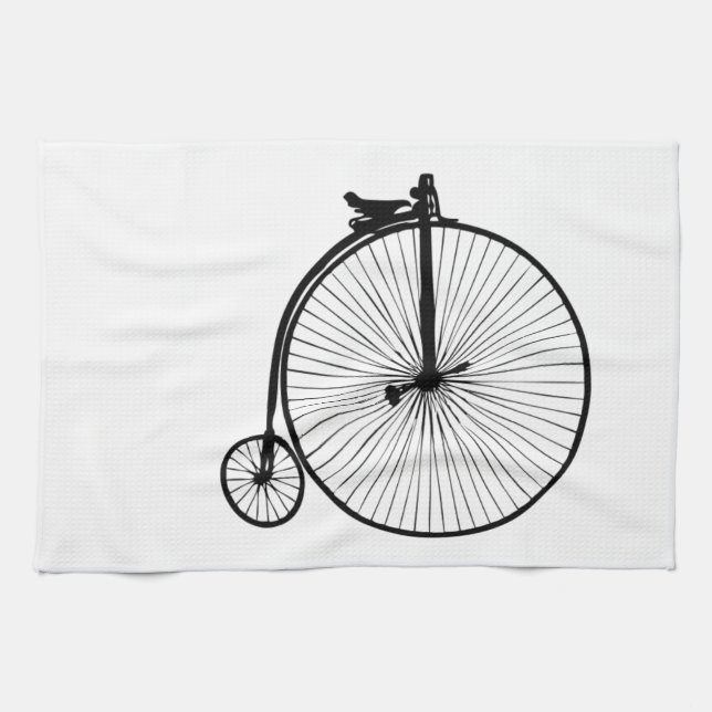 Black penny farthing vintage bike tea towel (Horizontal)