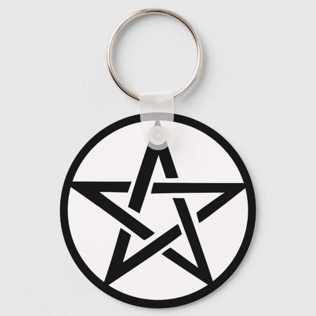 black pentacle pentagram ring key ring (Front)