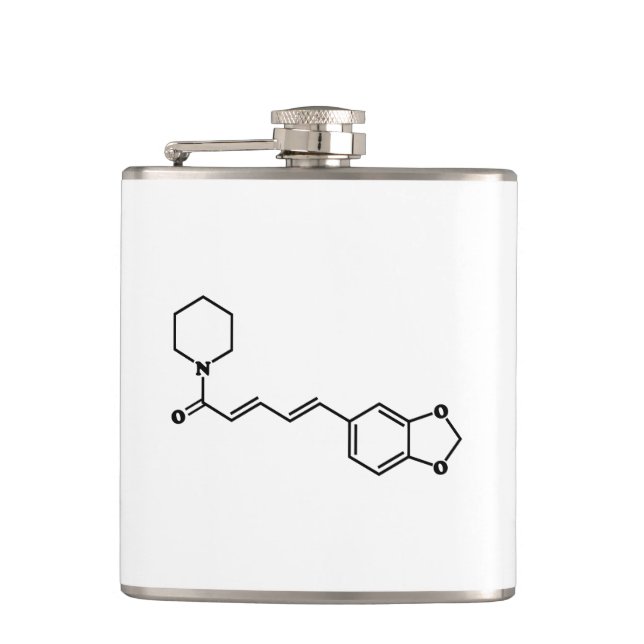 Black Pepper Piperine Molecular Chemical Formula Hip Flask (Front)