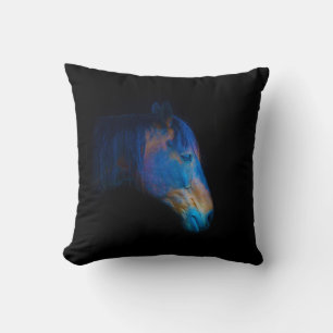 Black Percheron HDR Horse Portrait Equine Photo Cushion