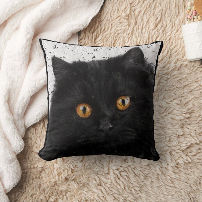 Black Persian Cat Face Cushion (Blanket)