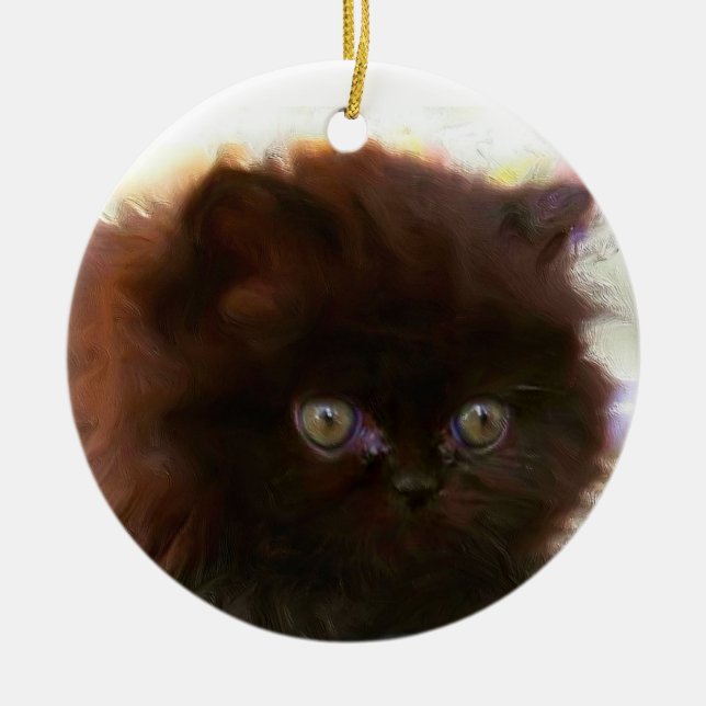 Black Persian Kitten ornament (Front)