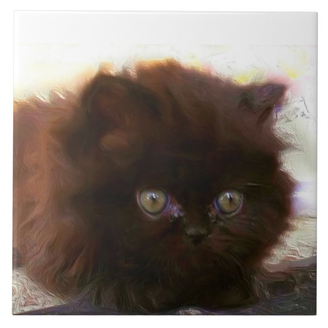 Black persian kitten tile (Front)