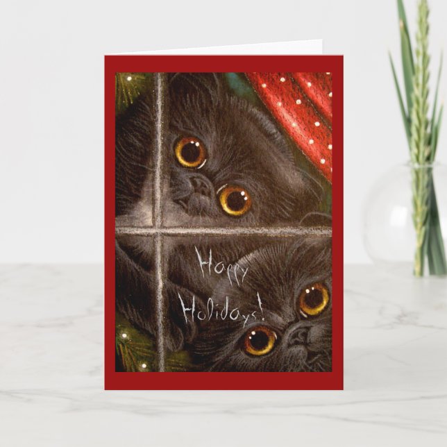 BLACK PERSIAN KITTENS HOLIDAY Card (Front)