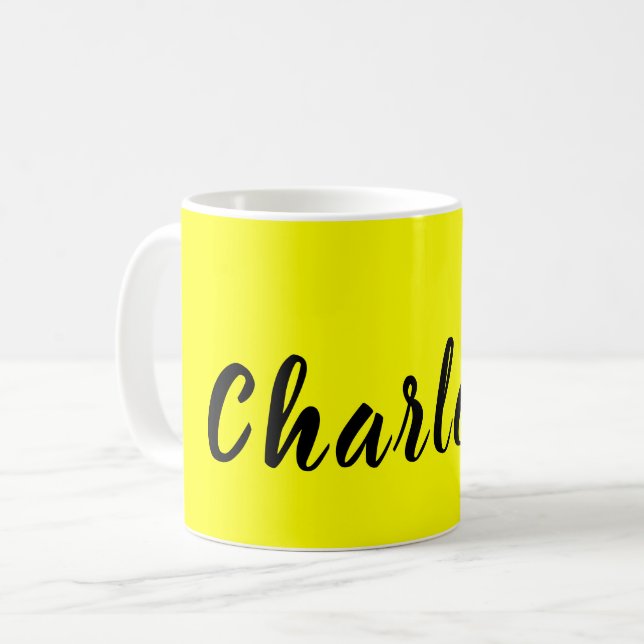 Black Personalise Name | Neon Yellow Colour Coffee Mug (Front Left)