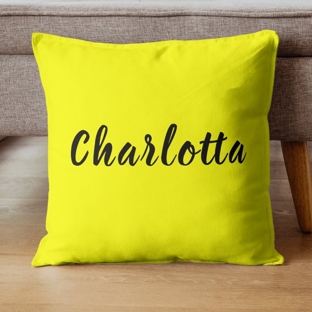 Black Personalise Name | Neon Yellow Colour Cushion (Creator Uploaded)