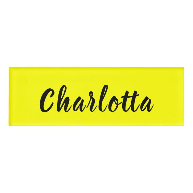 Black Personalise Name | Neon Yellow Colour Name Tag (Front)