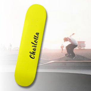 Black Personalise Name   Neon Yellow Colour Skateboard