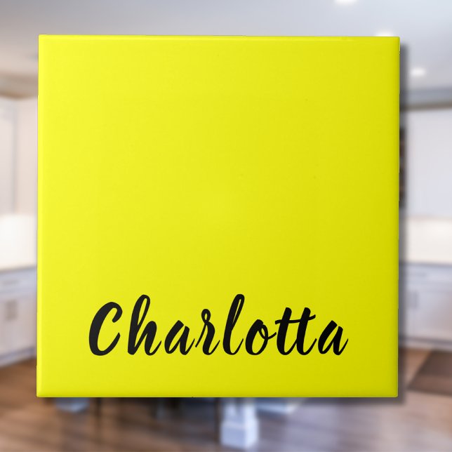 Black Personalise Name | Neon Yellow Colour Tile (Creator Uploaded)