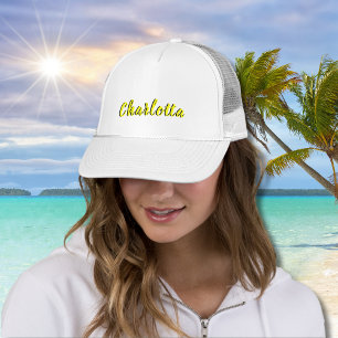 Black Personalise Name   Neon Yellow Colour Trucker Hat